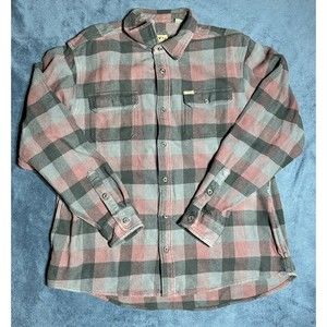 Orvis Flannel Button Up Shirt Mens 2XL Jacket Gray/Red Side Hand Pockets
